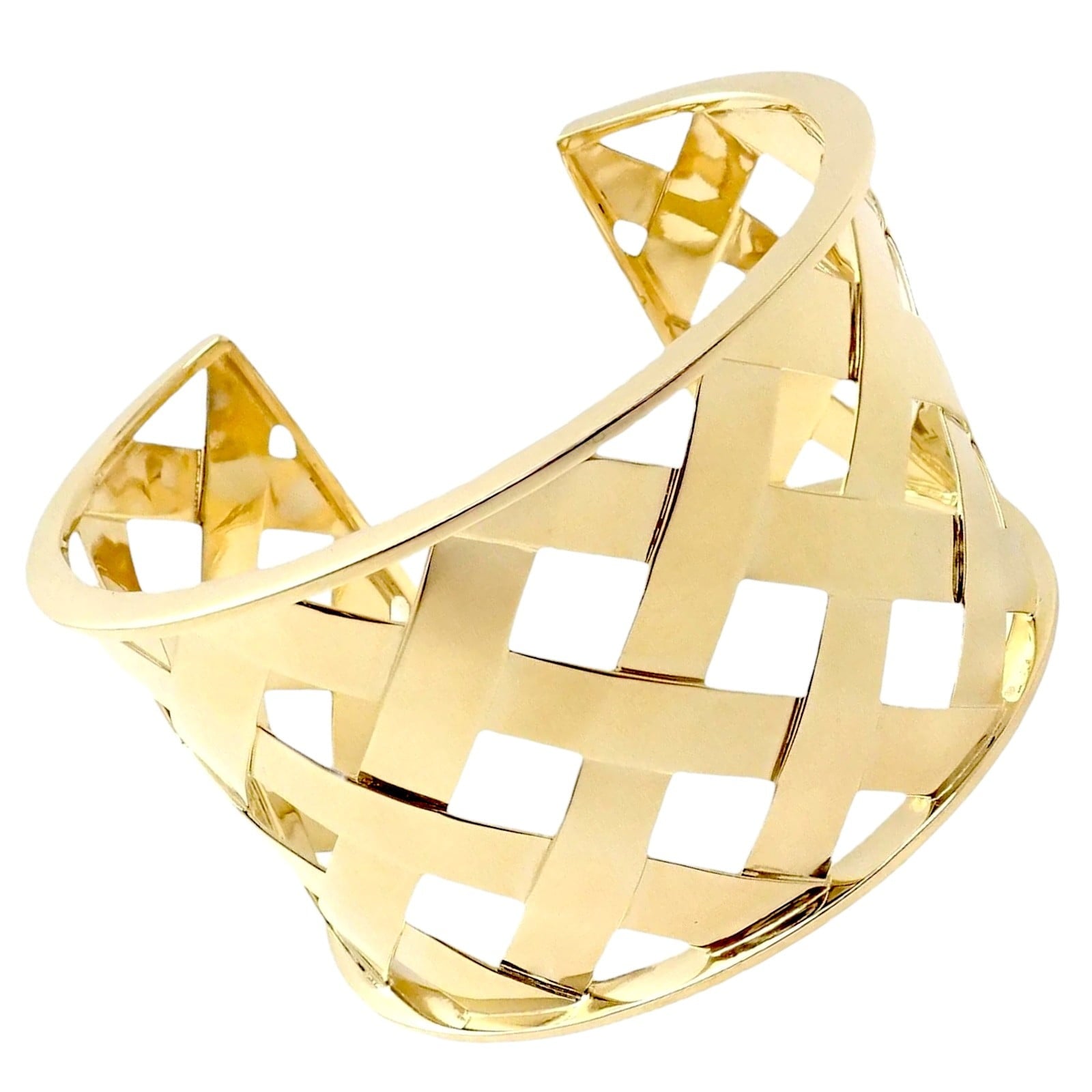 Verdura Jewelry & Watches:Fine Jewelry:Bracelets & Charms Authentic Verdura 18k Yellow Gold Criss Cross Wide Cuff Bracelet