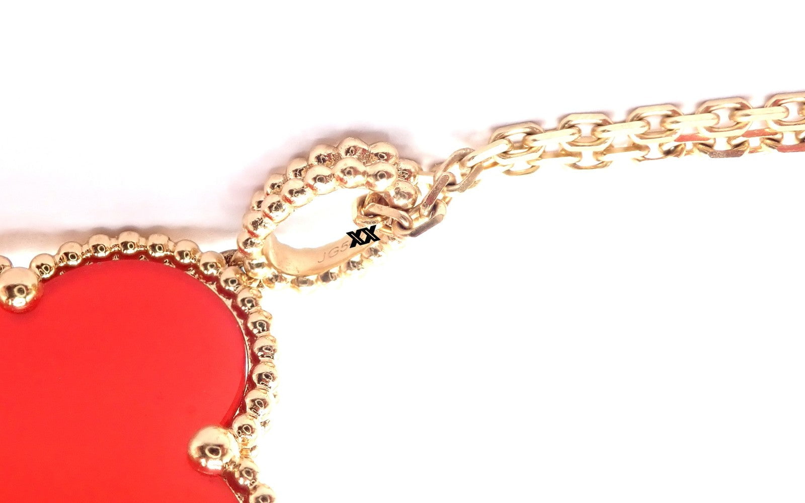 Van Cleef & Arpels Jewelry & Watches:Fine Jewelry:Necklaces & Pendants Van Cleef & Arpels 18k Gold Magic Alhambra Carnelian Motif Long Necklace Cert