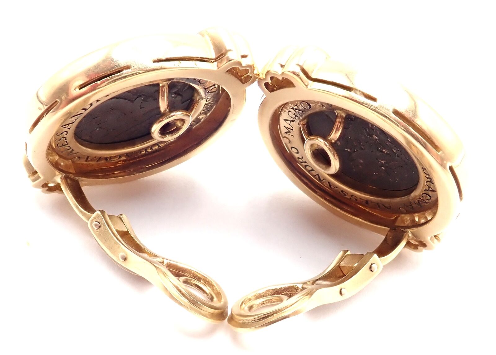 Vintage Bulgari Bvlgari 18k Yellow Gold Alexander The Great Coin Moneta Earrings | Fortrove