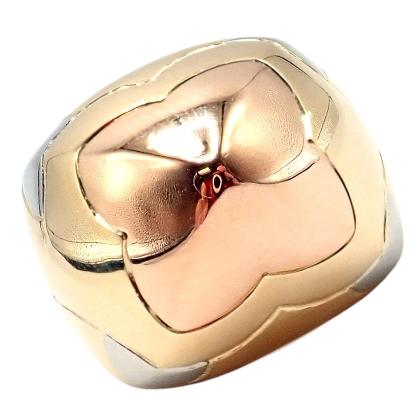 Authentic! Bvlgari Bulgari 18k Yellow White Rose Gold Tricolor Pyramid Ring sz 6 | Fortrove