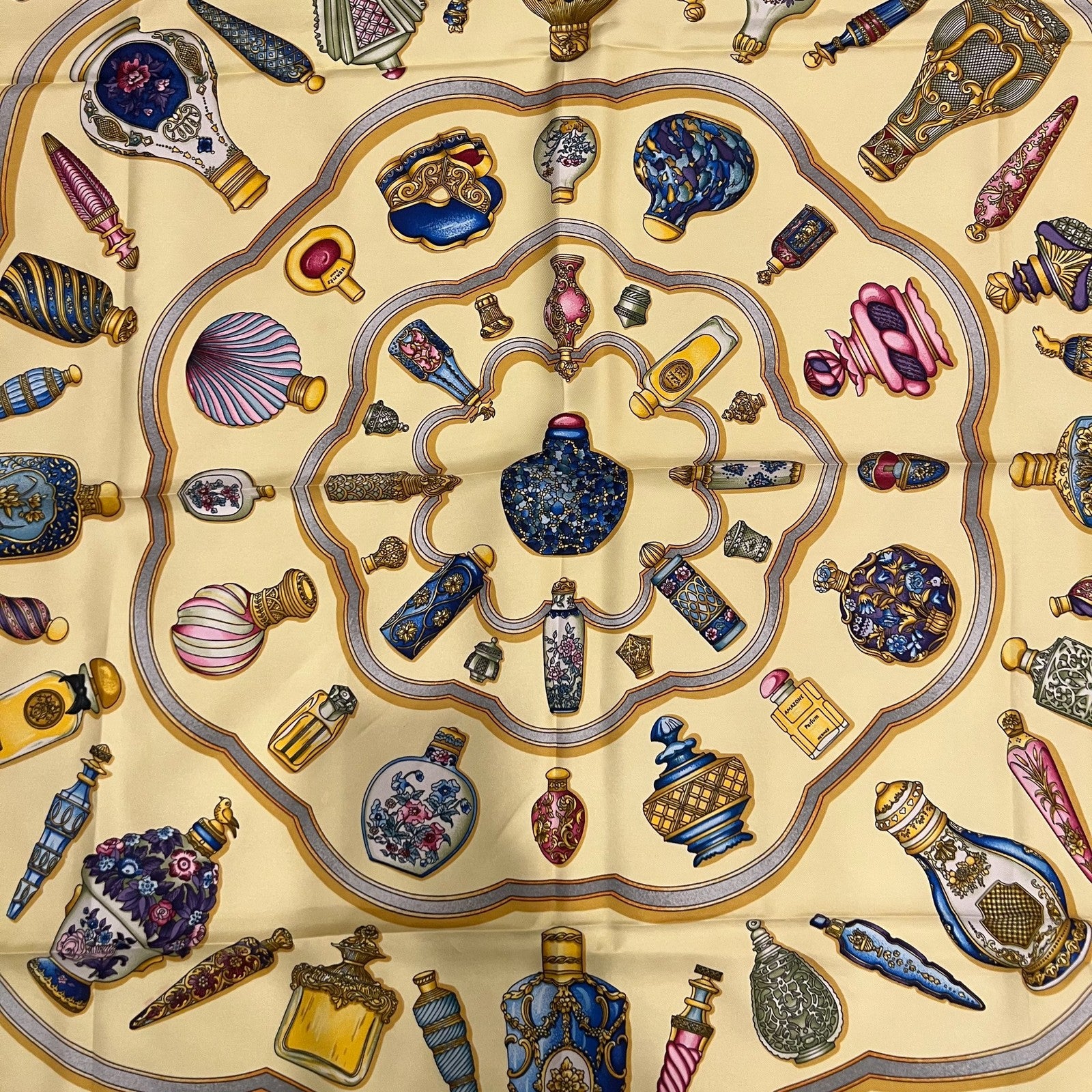 Hermes Clothing, Shoes & Accessories:Women:Women's Accessories:Scarves & Wraps Authentic RARE! HERMES Qu'importe le Flacon Silk Scarf