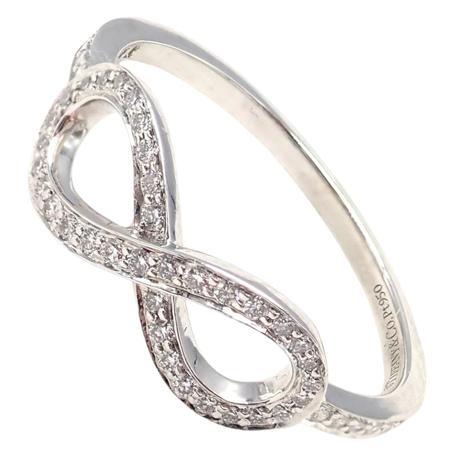 Tiffany & Co Platinum 0.12ct Diamond Infinity Stacking Ring sz 6.5 | Fortrove
