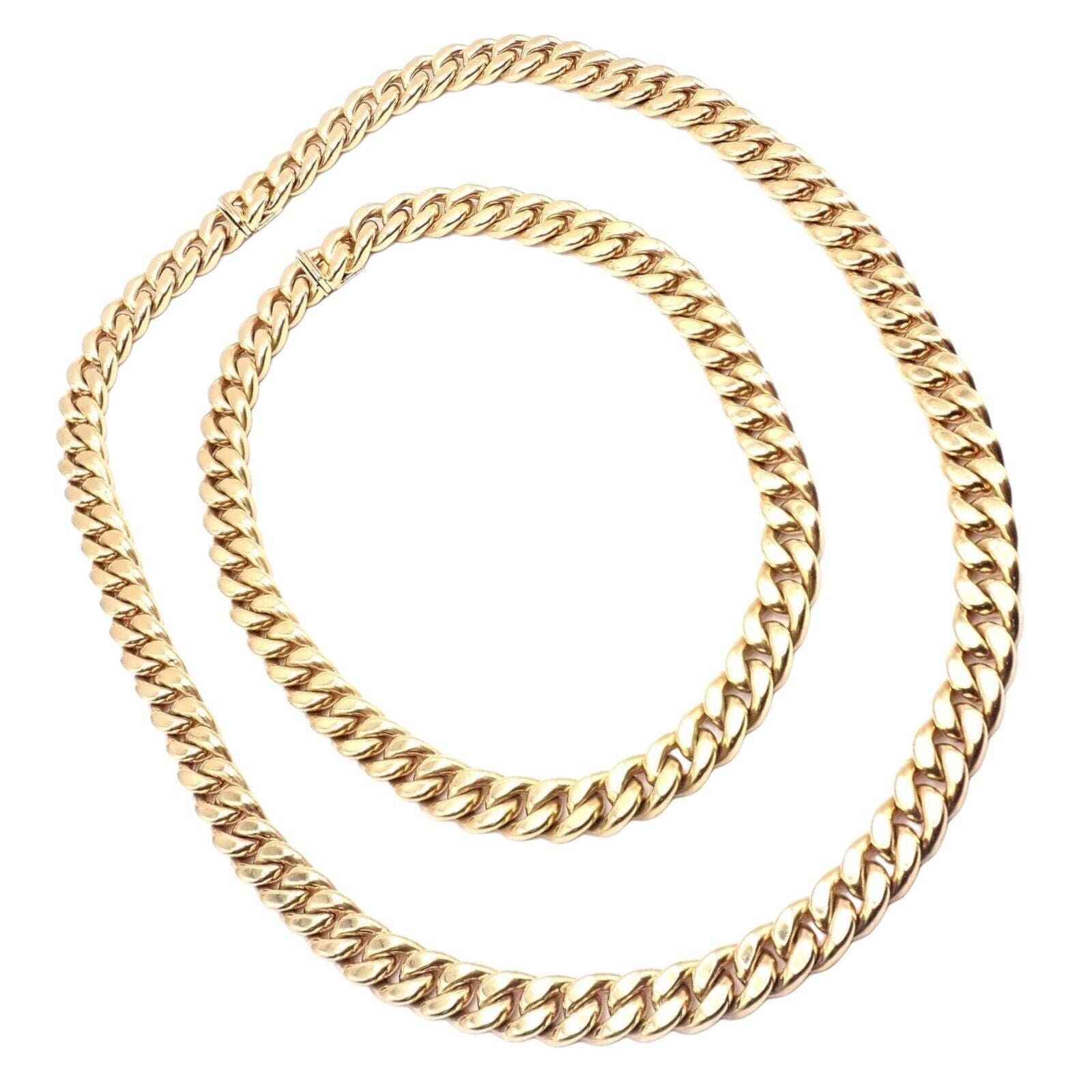 Rare! Authentic Bvlgari Bulgari 18k Yellow Gold Set Two Curb Link Long Necklace | Fortrove