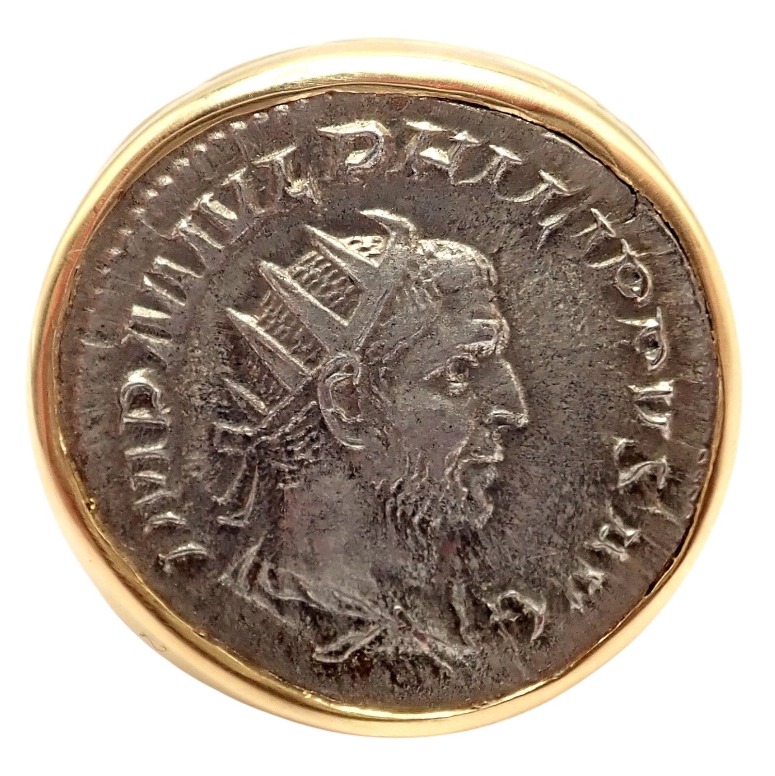 Rare! Bvlgari Bulgari 18k Gold Diamond Monete Antique Large Coin