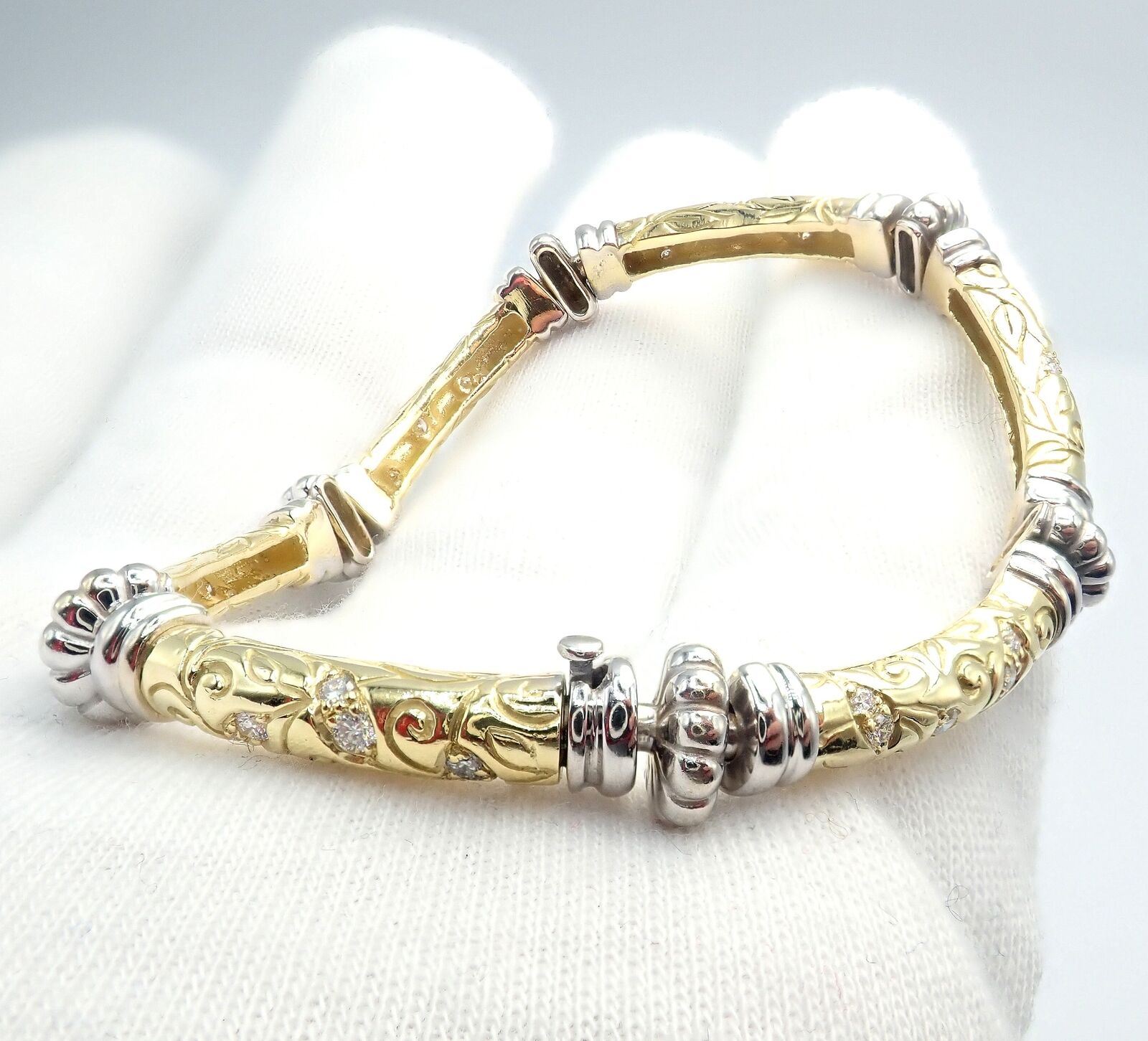 Vintage SeidenGang 18k Yellow + White Gold Diamond Laurel Collection Bracelet | Fortrove