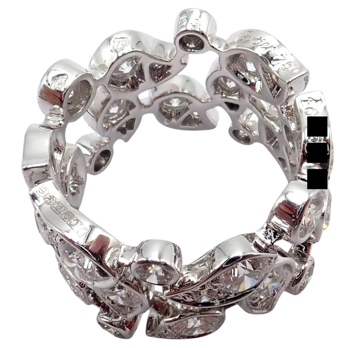 Cartier Jewelry & Watches:Fine Jewelry:Rings Authentic! Cartier 18k White Gold Diamond Leaf Wide Band Ring Size 53
