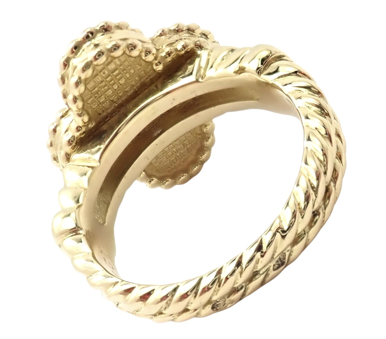 Authentic! Van Cleef & Arpels Vintage Alhambra 18k Yellow Gold Diamond Ring 4.75 | Fortrove