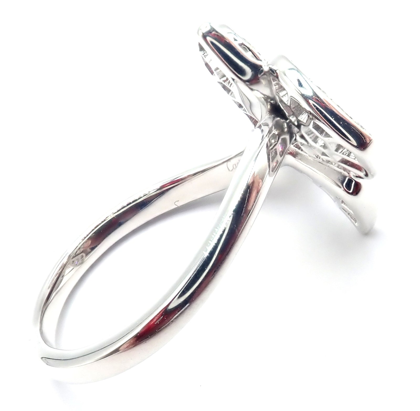 Authentic! Cartier Caresse D'orchidées Orchid Flower 18k White Gold Diamond Ring | Fortrove