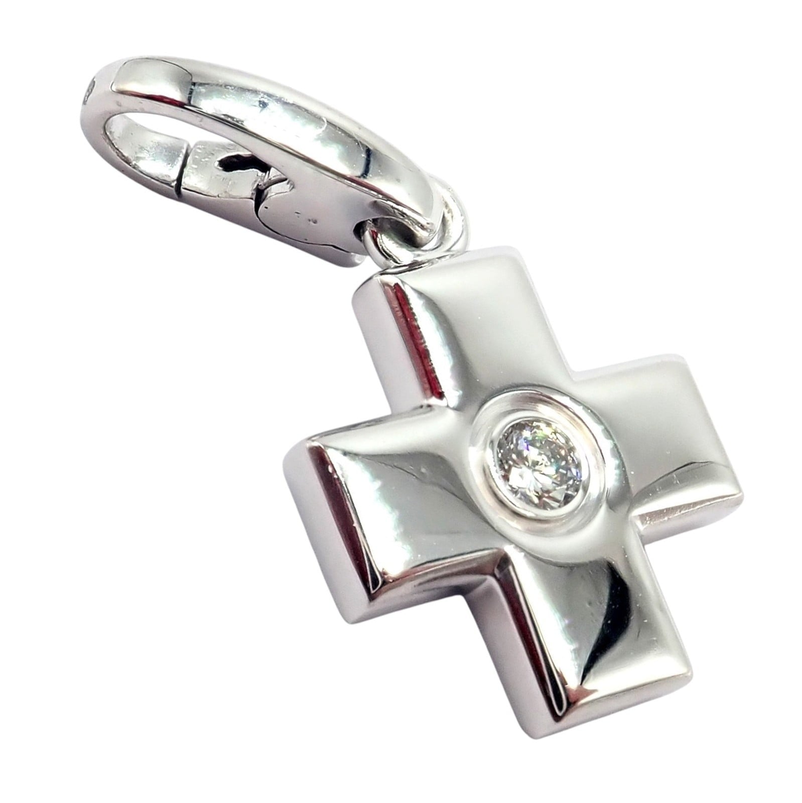 Cartier Jewelry & Watches:Fine Jewelry:Necklaces & Pendants Authentic! Cartier 18k White Gold Diamond Small Cross Charm Pendant