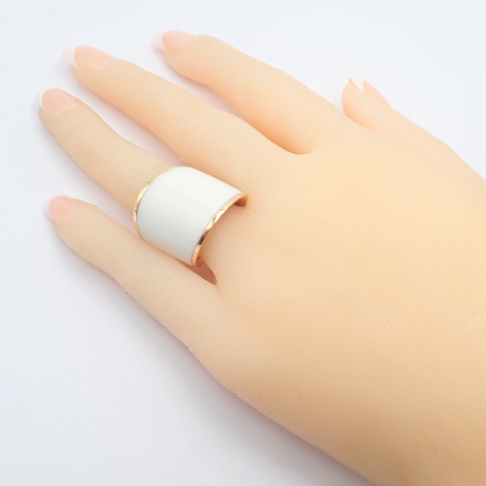 Rare! Vhernier 18k Rose Gold Vague Crossover Camuration Cacholong Ring sz 6 | Fortrove