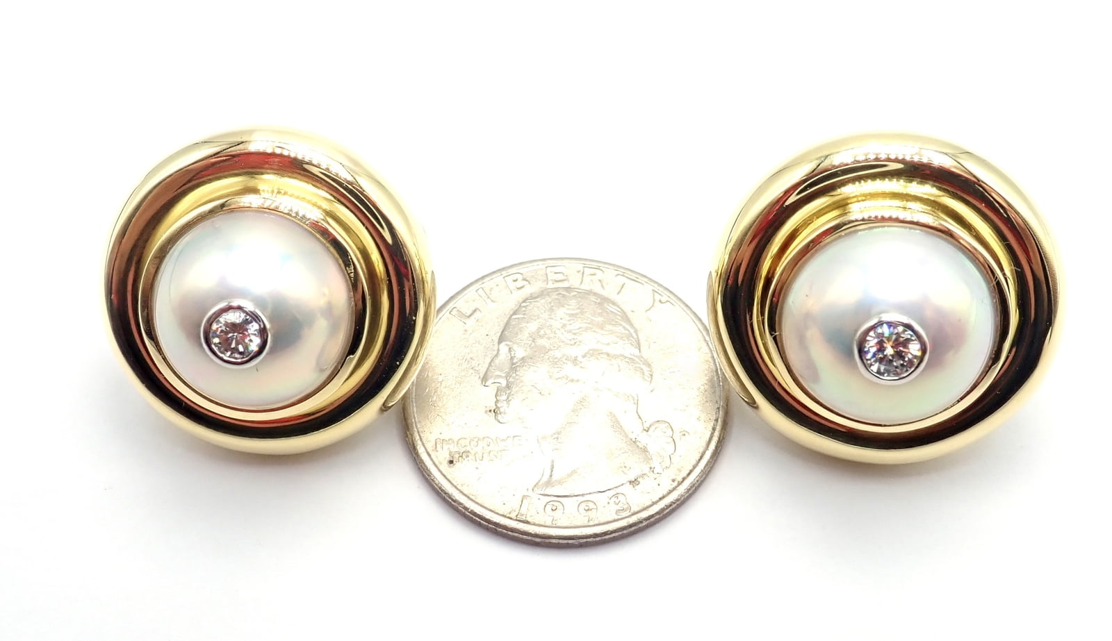 Paloma Picasso for Tiffany & Co. Jewelry & Watches:Fine Jewelry:Earrings Authentic Tiffany & Co Picasso 18k Yellow Gold Diamond Mabe Pearl Earrings Paper