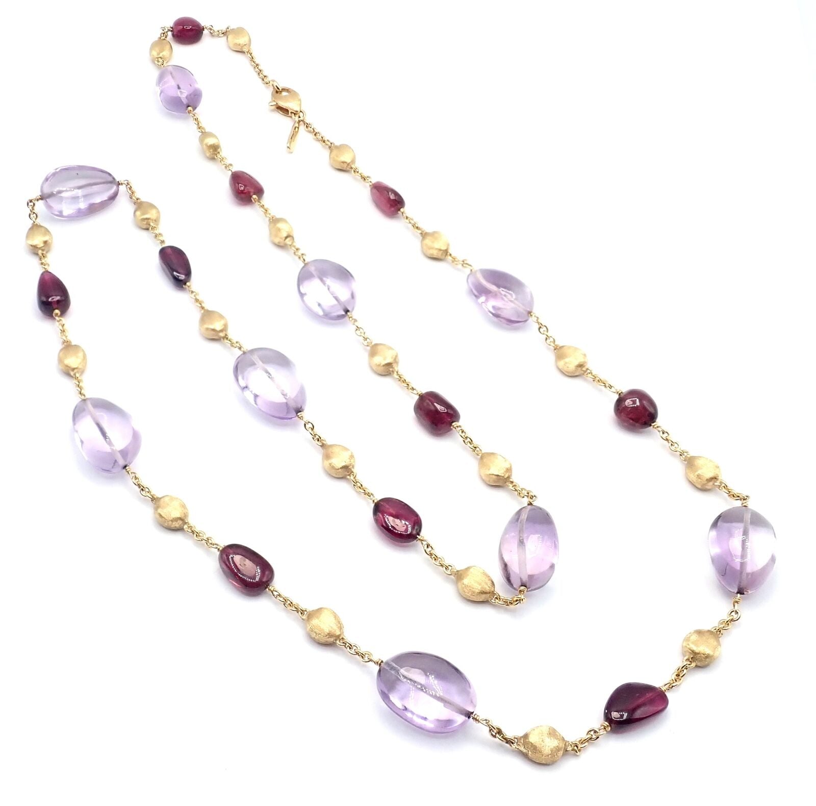 Authentic! Marco Bicego 18k Yellow Gold Amethyst Rhodolite Garnet 31" Necklace | Fortrove