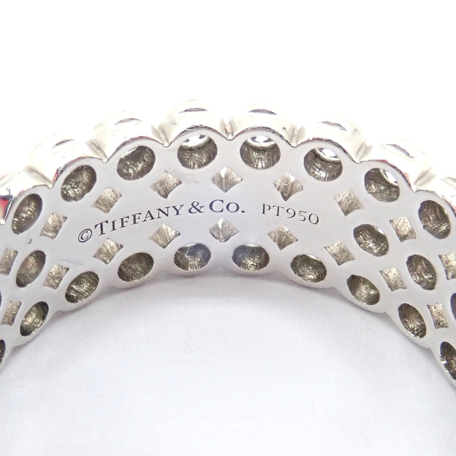 Authentic! Tiffany & Co Platinum Diamond Three Row Jazz Band Ring Size 6 | Fortrove