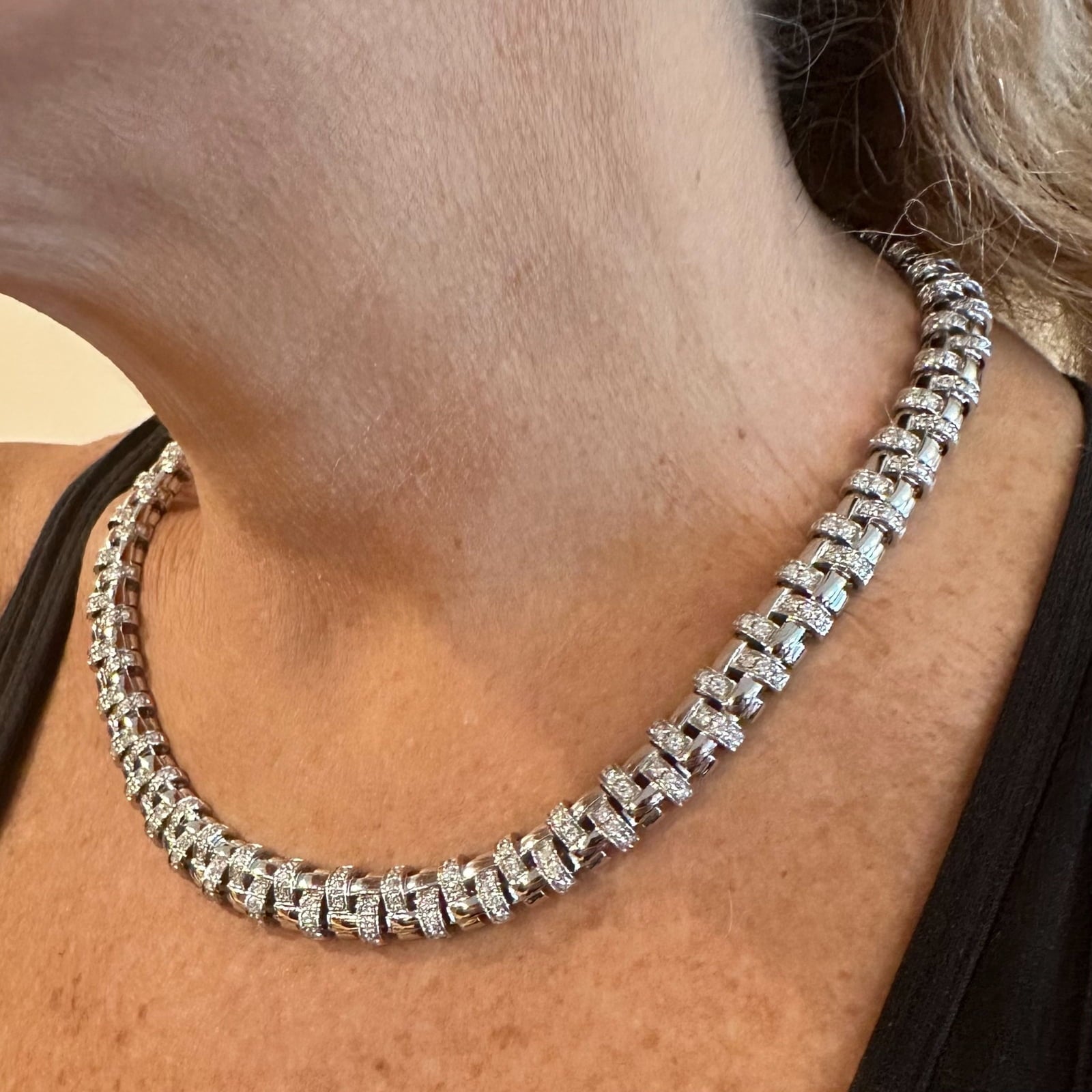 Tiffany & Co. Jewelry & Watches:Fine Jewelry:Necklaces & Pendants Authentic! Tiffany & Co Vannerie 18k White Gold Basket Weave Diamond Necklace