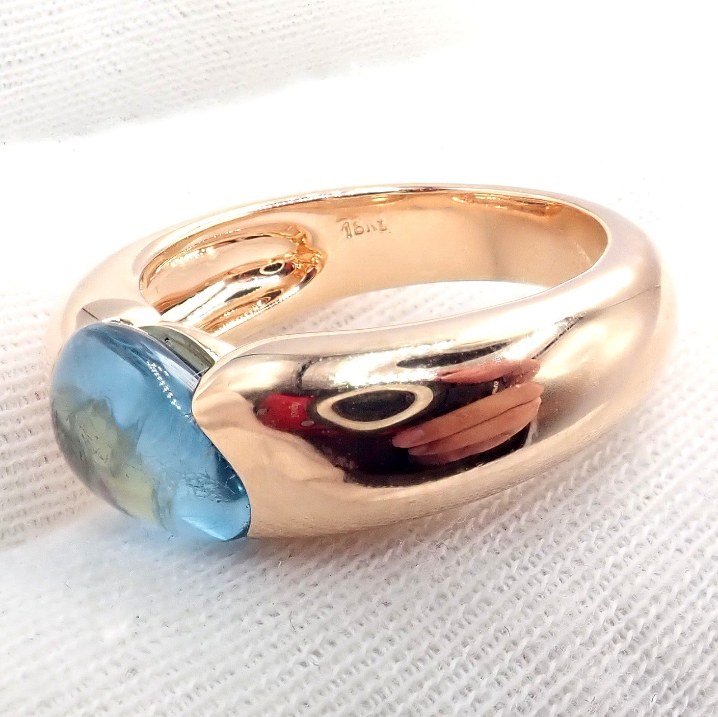 Rare! Authentic Pomellato 18k Rose Gold Sassi Large Blue Topaz Ring Sz 6.5 | Fortrove