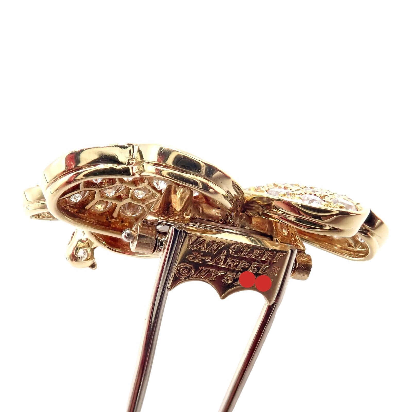 Vintage! Van Cleef & Arpels Cosmos 18k Yellow Gold Diamond Ruby Brooch Pendant | Fortrove
