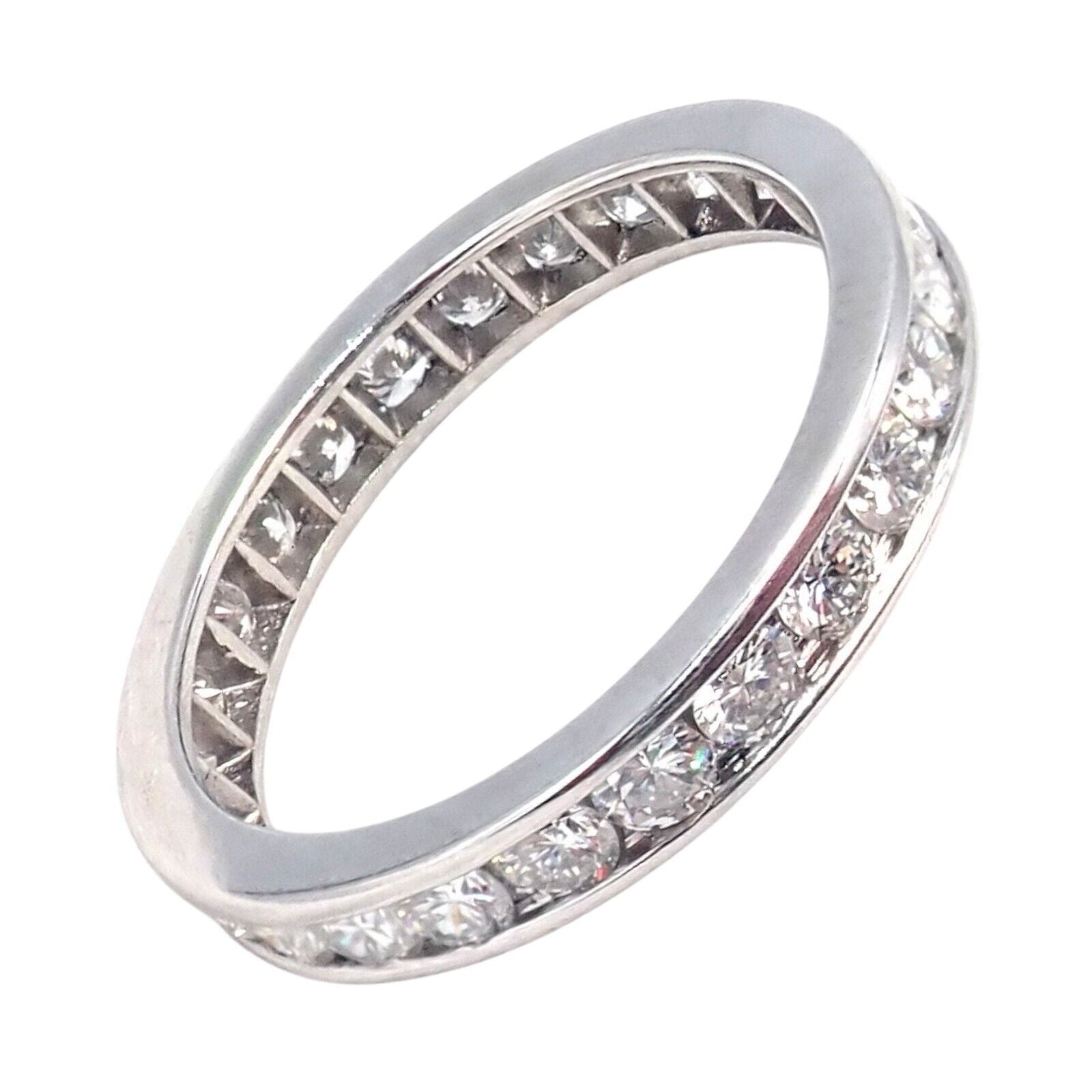 Tiffany & Co Platinum 0.80ct Diamond Full Circle Eternity 3mm Band Ring sz 4.5 | Fortrove