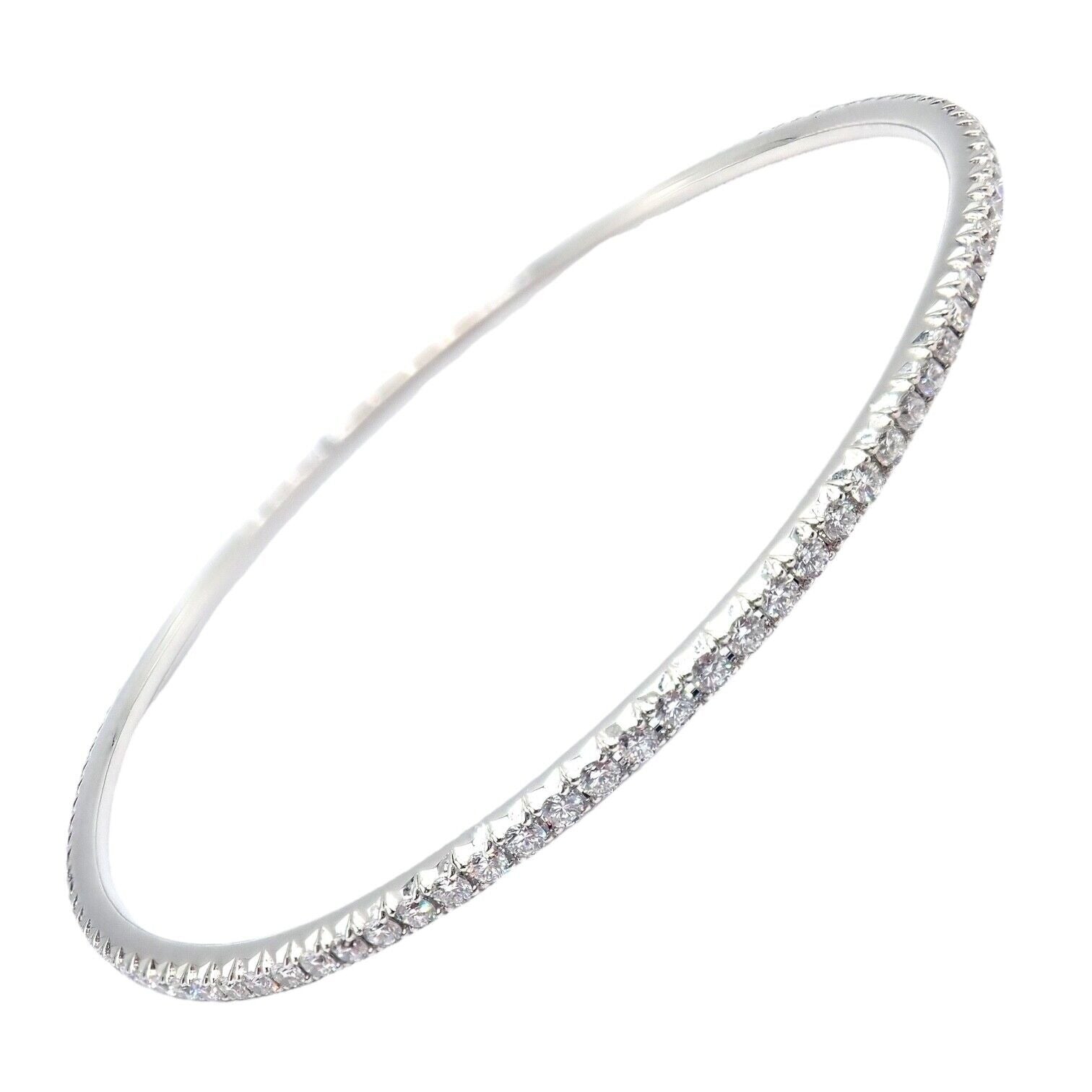 Authentic! Tiffany & Co Metro 18k White Gold Full Diamond Bangle Bracelet | Fortrove