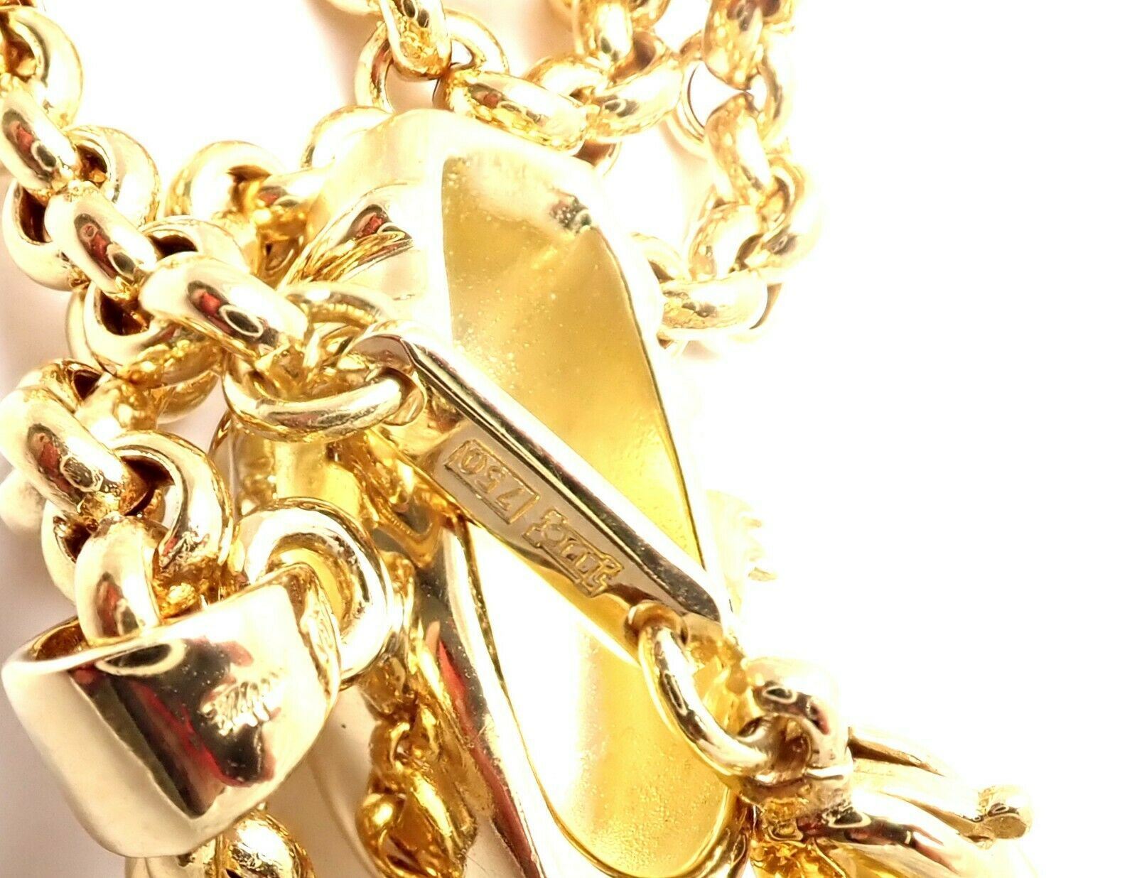Authentic! Chopard 18k Yellow Gold Large Happy Clown Flower Pendant Necklace | Fortrove