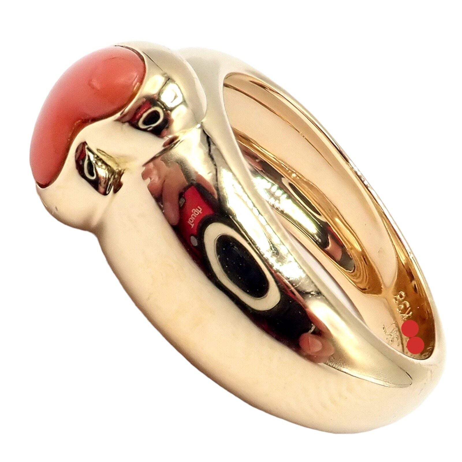 Rare! Authentic Van Cleef & Arpels 18k Yellow Gold Coral Heart Ring sz 4.5 | Fortrove