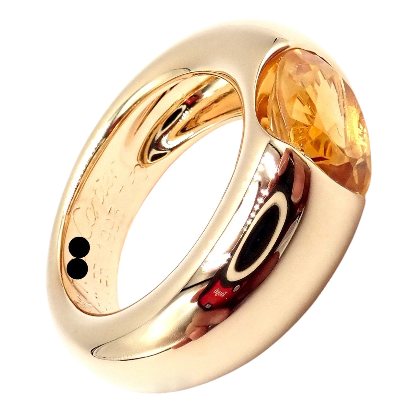 Authentic! Cartier 18k Yellow Gold Citrine Wide Large Ellipse Band Ring Size 5.5 | Fortrove