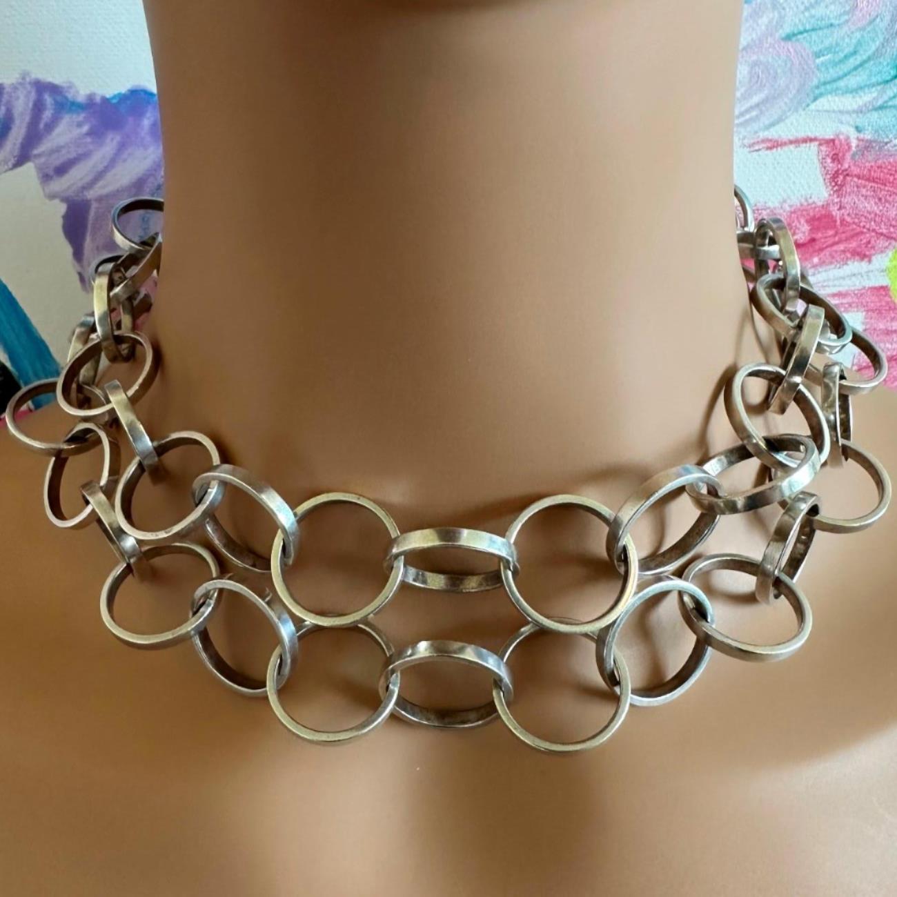 Rare! Tiffany & Co Picasso Sterling Silver Circle Link Long 34" Circle Necklace | Fortrove