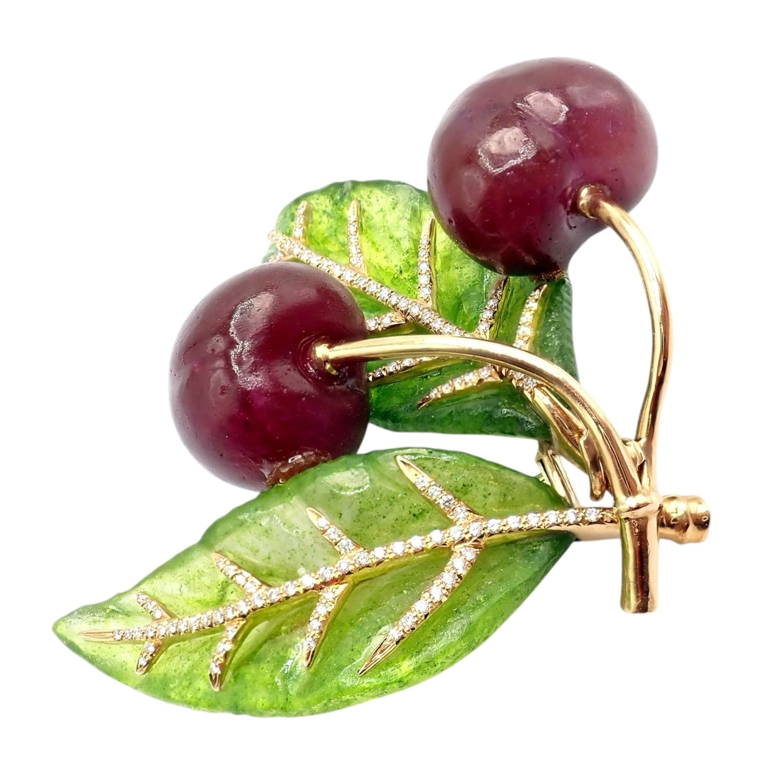 Tiffany & Co. Jewelry & Watches:Fine Jewelry:Brooches & Pins Vintage Tiffany & Co. France 18k Yellow Gold Diamond Plique A Jour Glass Brooch