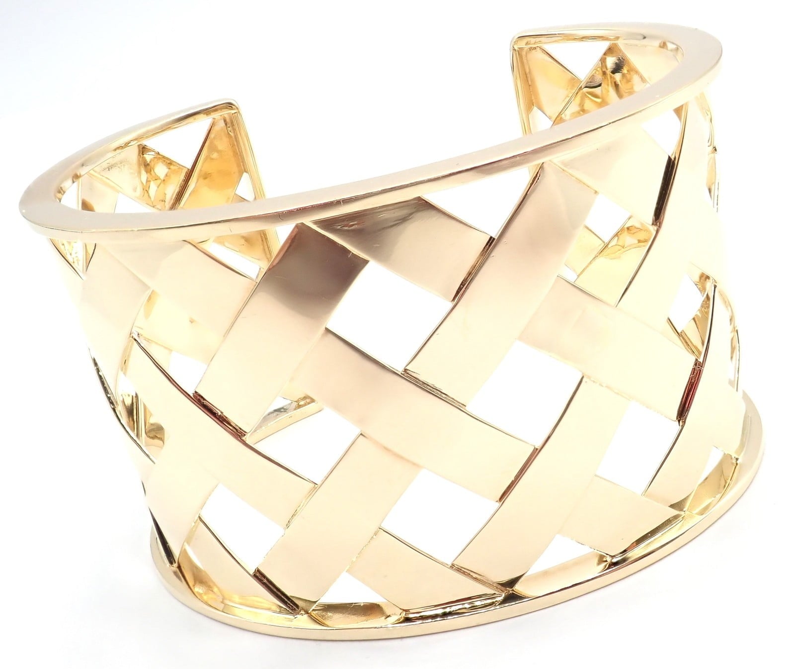 Verdura Jewelry & Watches:Fine Jewelry:Bracelets & Charms Authentic Verdura 18k Yellow Gold Criss Cross Wide Cuff Bracelet