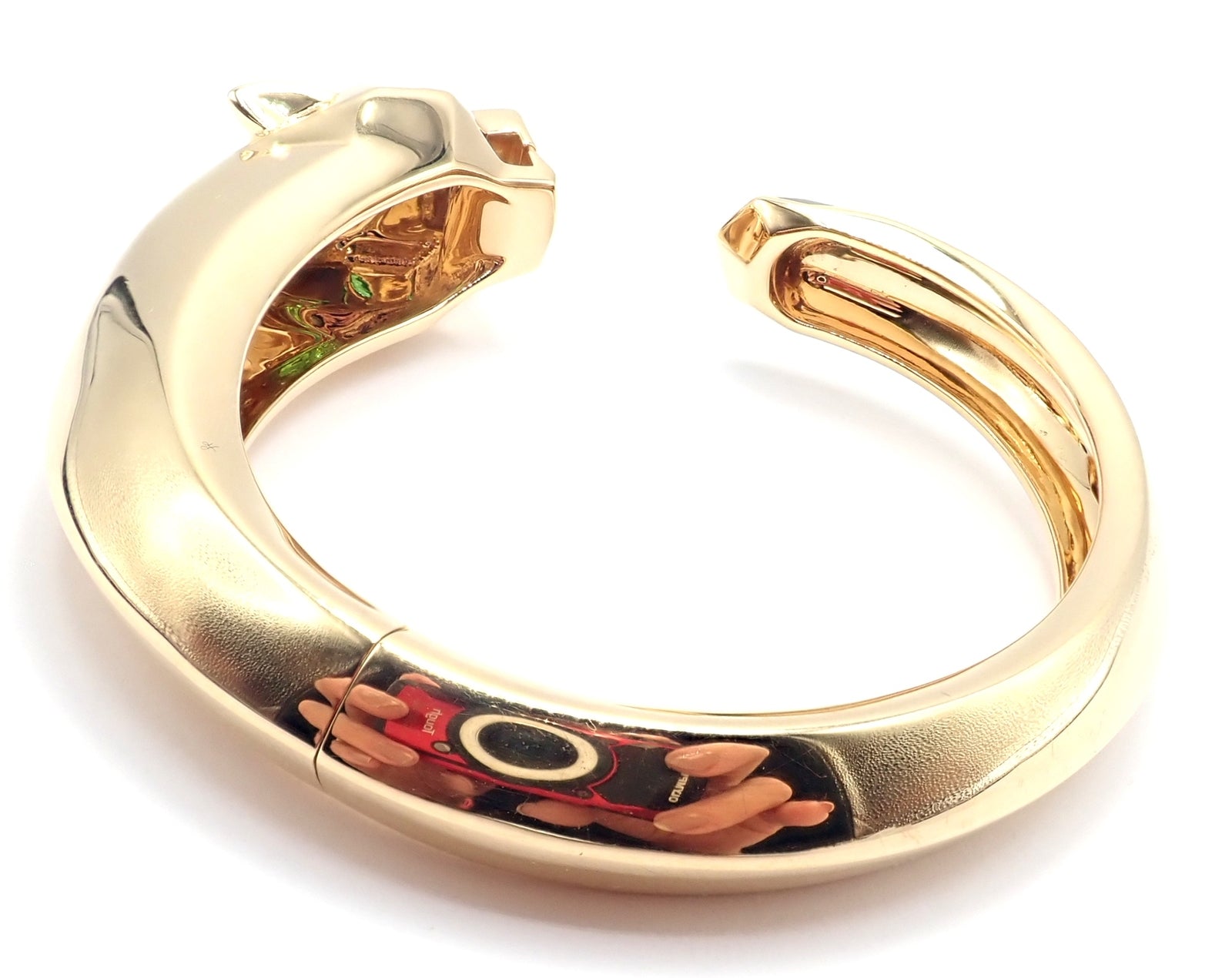 Authentic! Cartier Panther Panthere 18k Yellow Gold Bangle Bracelet Size 16 Cert | Fortrove
