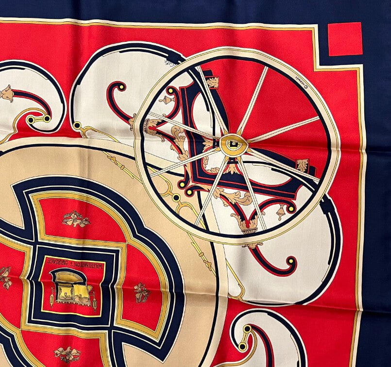 Authentic RARE! Hermes Washington's Carriage Vintage 90cm Silk Scarf | Fortrove