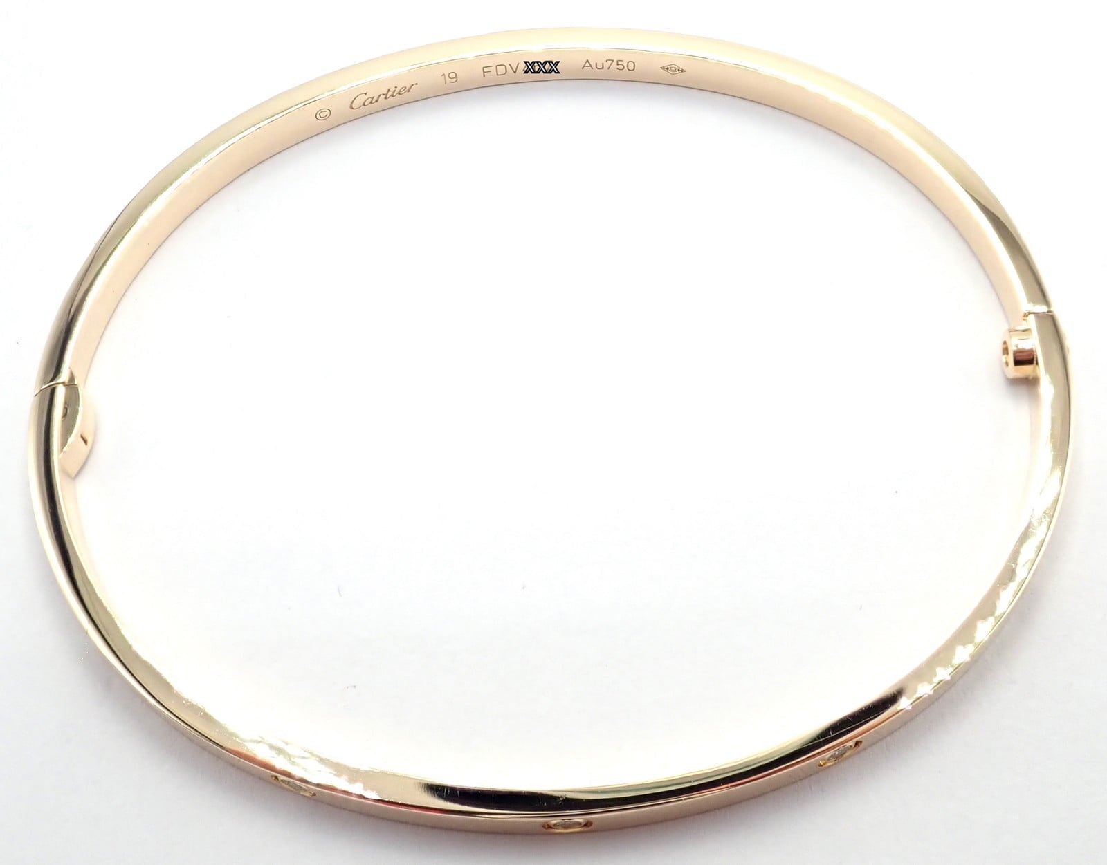 Cartier Jewelry & Watches:Fine Jewelry:Bracelets & Charms Cartier Love 18k Yellow Gold 10 Diamond Small Model Bangle Bracelet Sz 19 Cert.