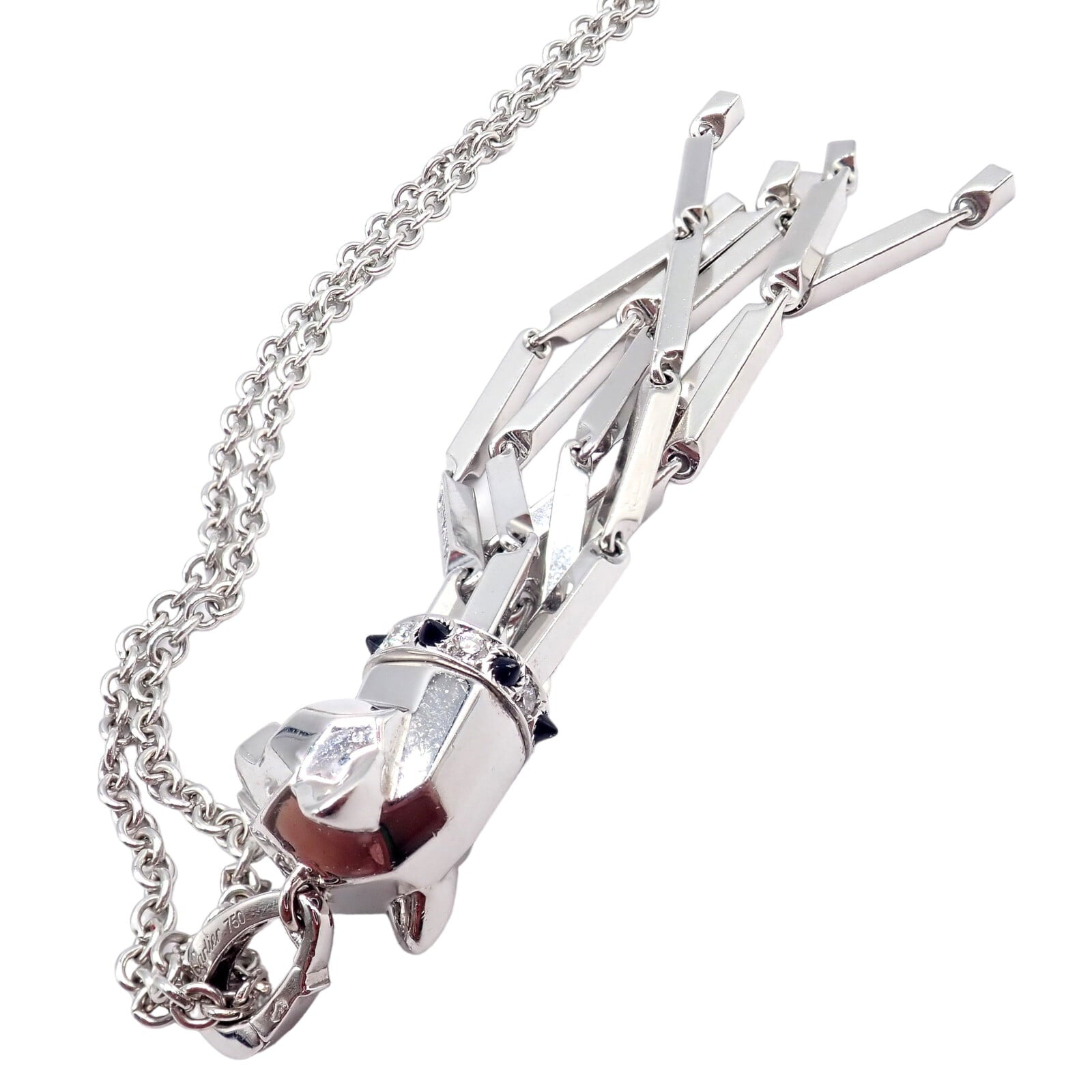 Cartier Jewelry & Watches:Fine Jewelry:Necklaces & Pendants Panthere de Cartier Panther 18k White Gold Diamond Emerald Onyx Pendant Necklace
