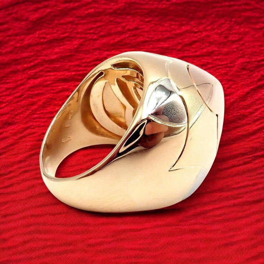 Authentic! Bvlgari Bulgari 18k Yellow White Rose Gold Tricolor Pyramid Ring sz 6 | Fortrove
