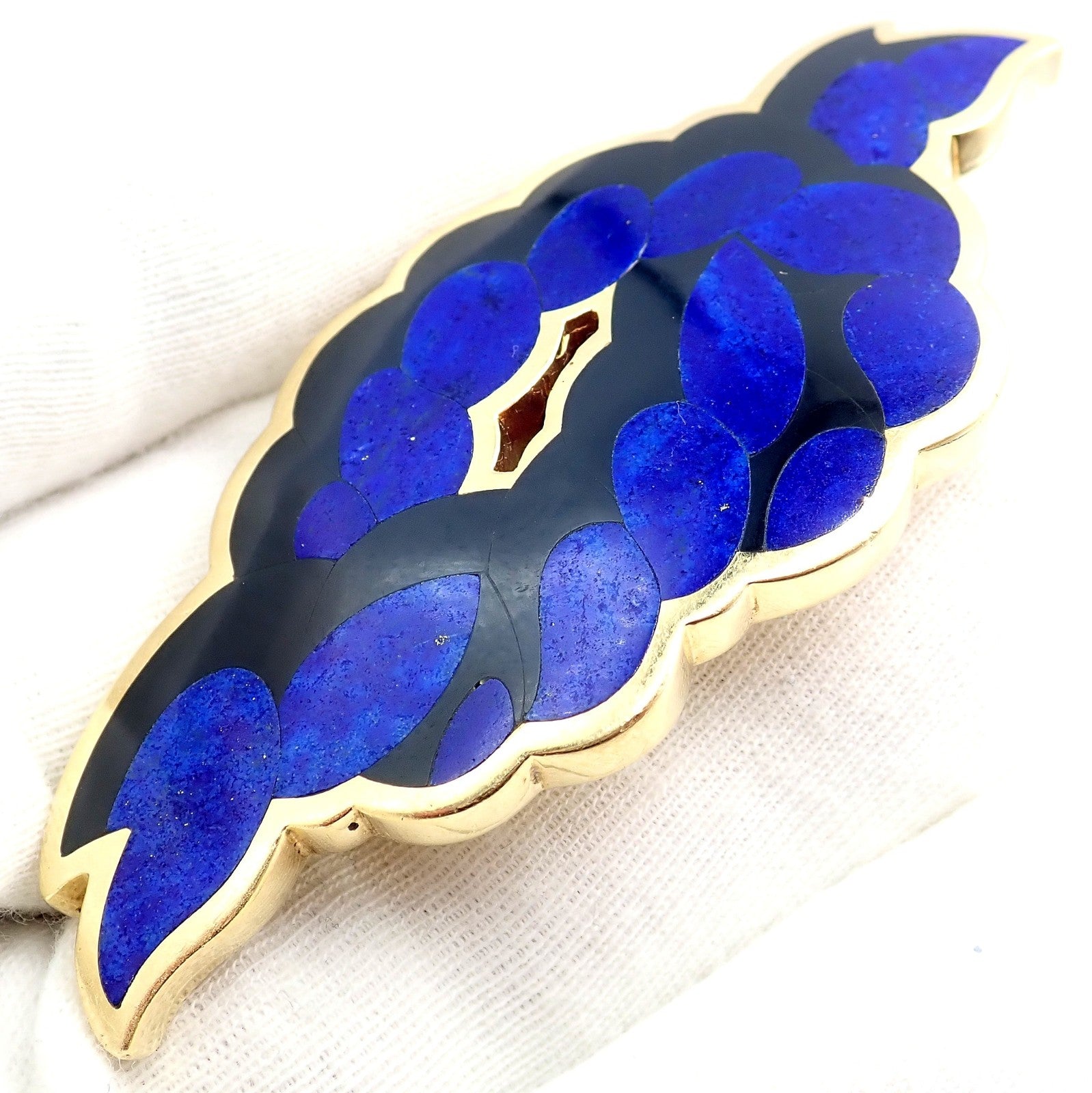 Rare Tiffany & Co. Cummings 18k Yellow Gold Lapis Onyx Nautical Rope Knot Brooch | Fortrove