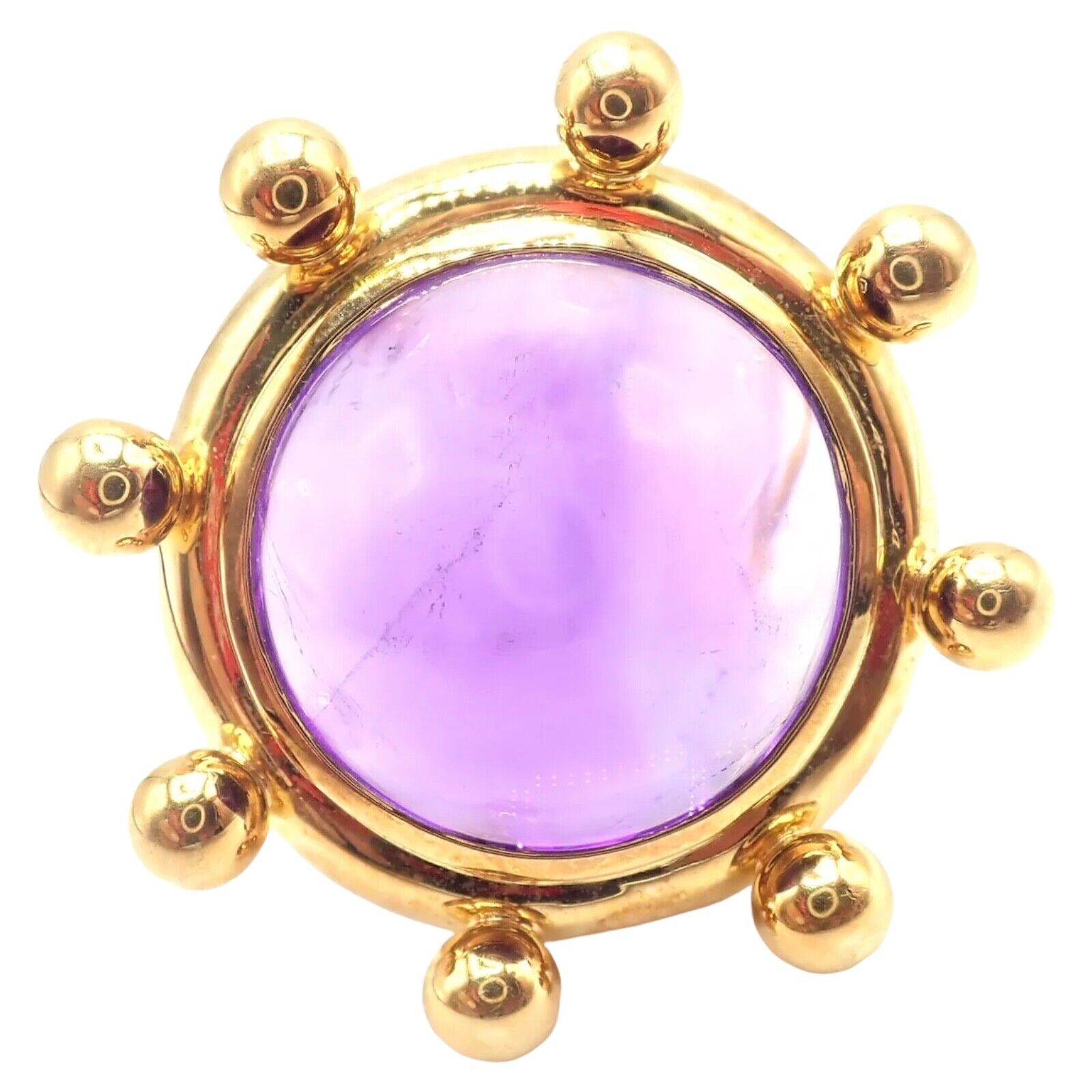 Authentic! Tiffany & Co Paloma Picasso 18k Yellow Gold Large Amethyst Pin Brooch | Fortrove