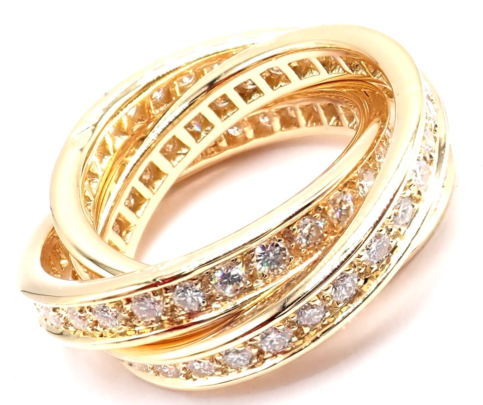 Cartier Jewelry & Watches:Fine Jewelry:Rings Authentic! Cartier 18k Yellow Gold Diamond Trinity Band Ring Size 5 3/4 Paper