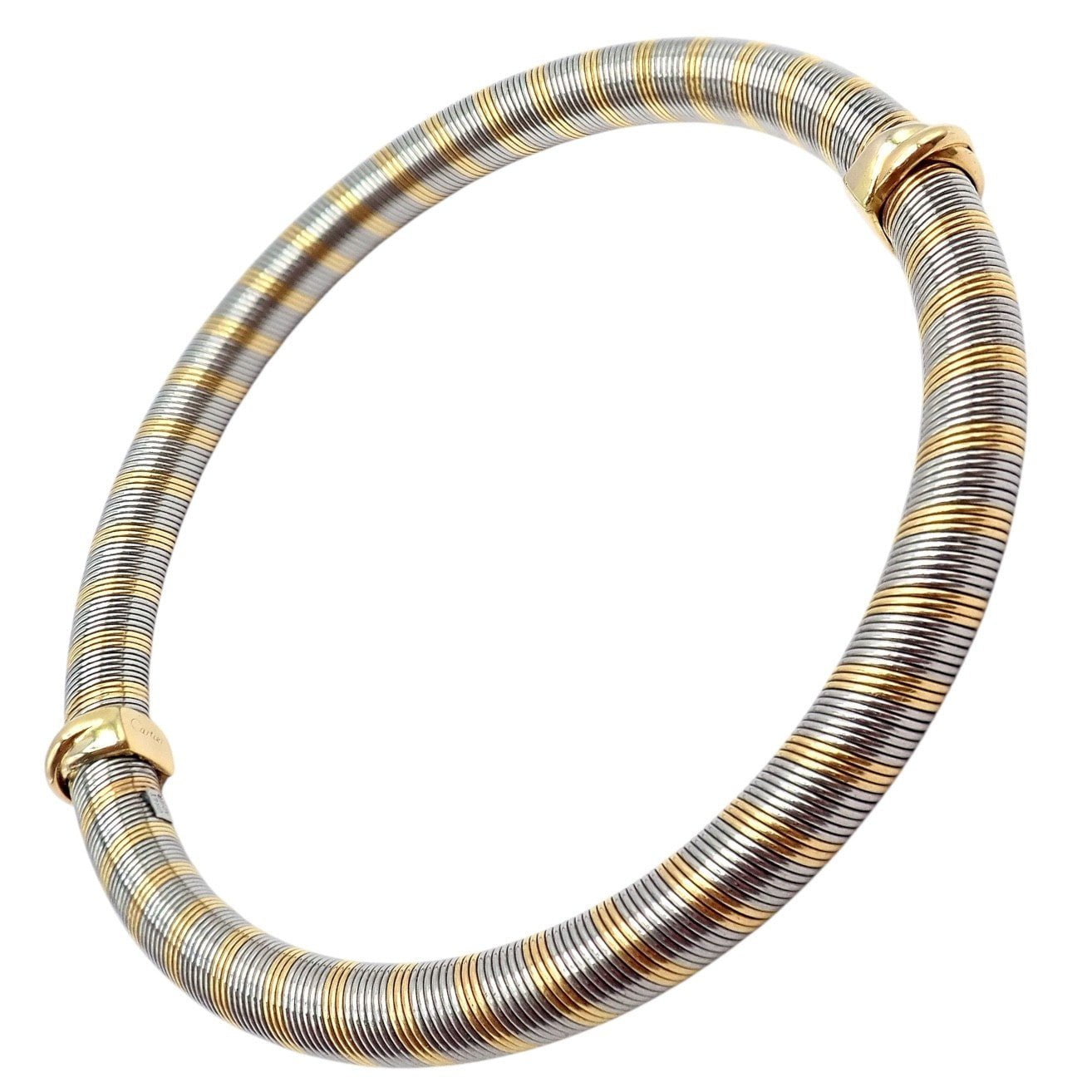 Authentic Vintage Cartier 18k Yellow Gold + Steel Bangle Trinity Bracelet | Fortrove