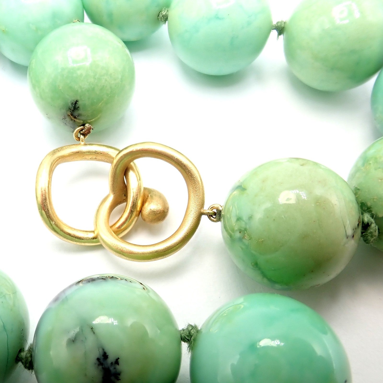 Angela Cummings 18k Yellow Gold 15.5mm Turquoise Bead 20" Long Necklace 1988 | Fortrove