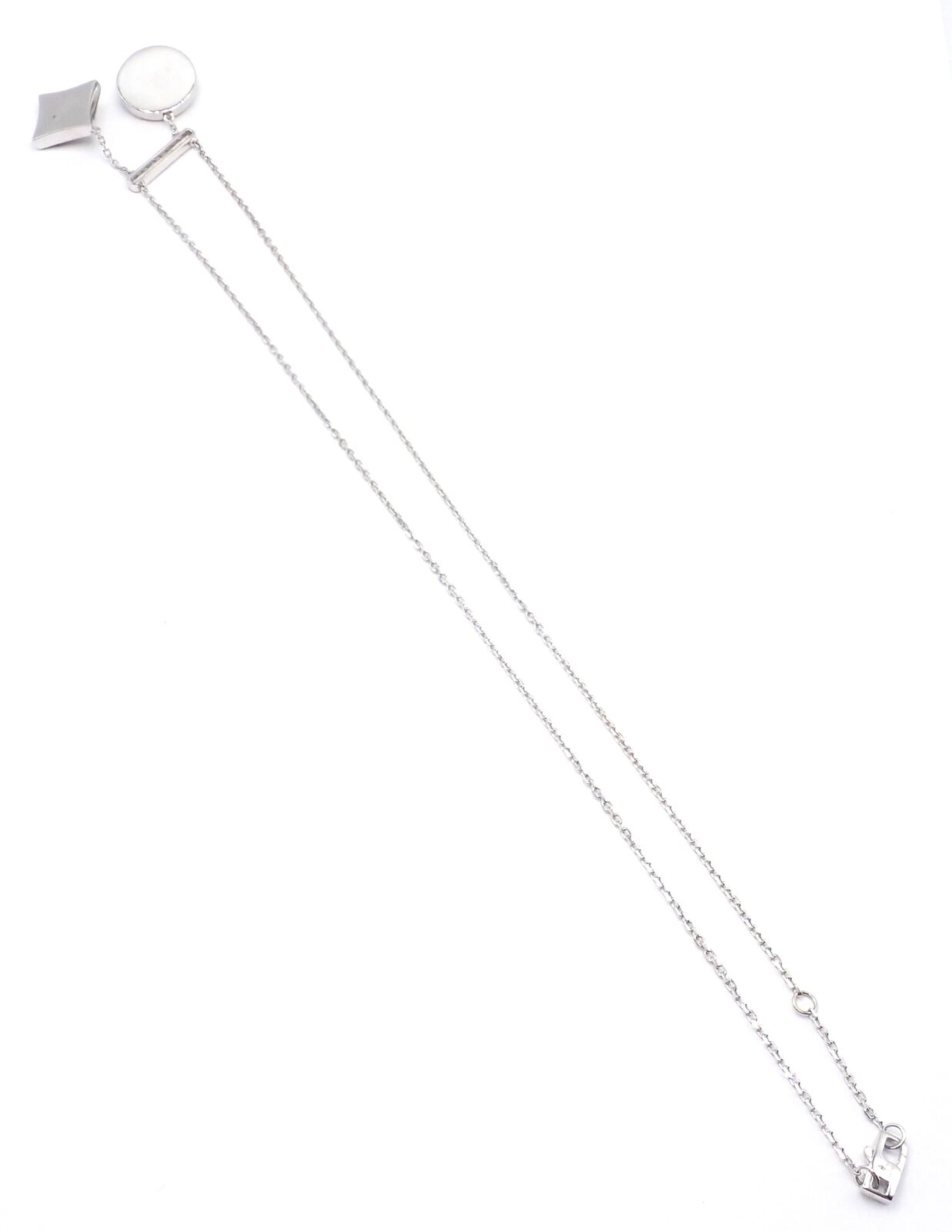 Authentic! Louis Vuitton Blossom 18k White Gold Diamond Link Pendant Necklace | Fortrove