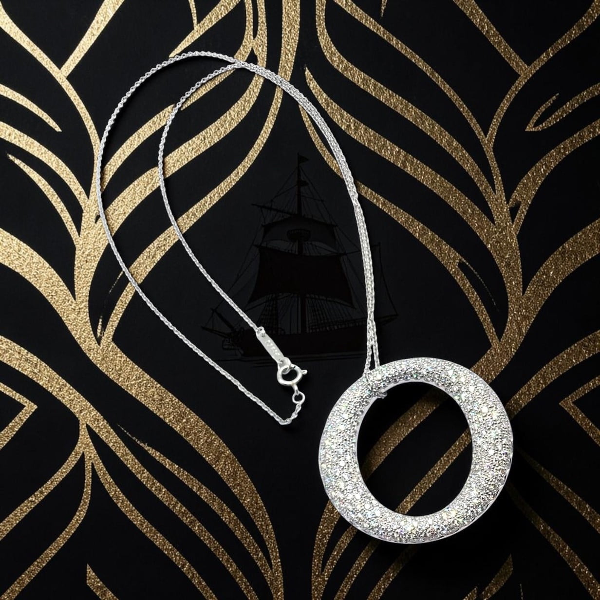 Tiffany & Co. Jewelry & Watches:Fine Jewelry:Necklaces & Pendants Tiffany & Co Peretti Platinum Diamond Large 35mm Sevillana Pendant Necklace