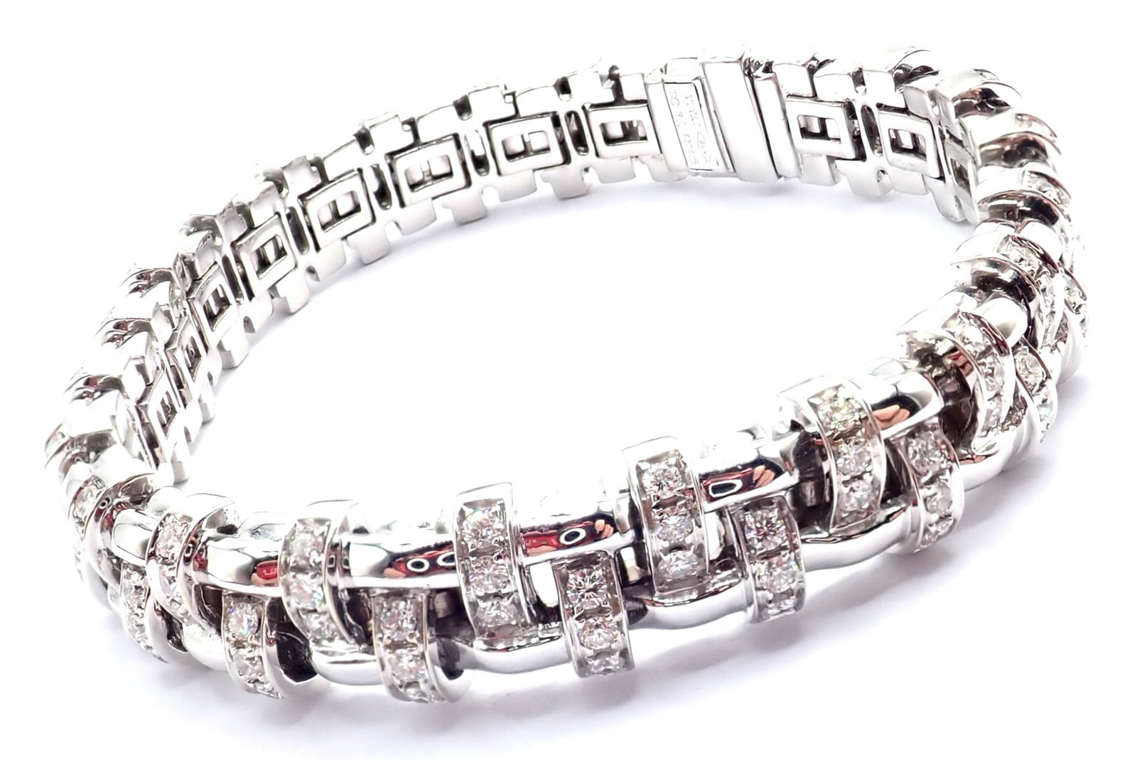 Tiffany & Co. Jewelry & Watches:Fine Jewelry:Bracelets & Charms Authentic! Tiffany & Co Vannerie 18k White Gold Basket Weave Diamond Bracelet