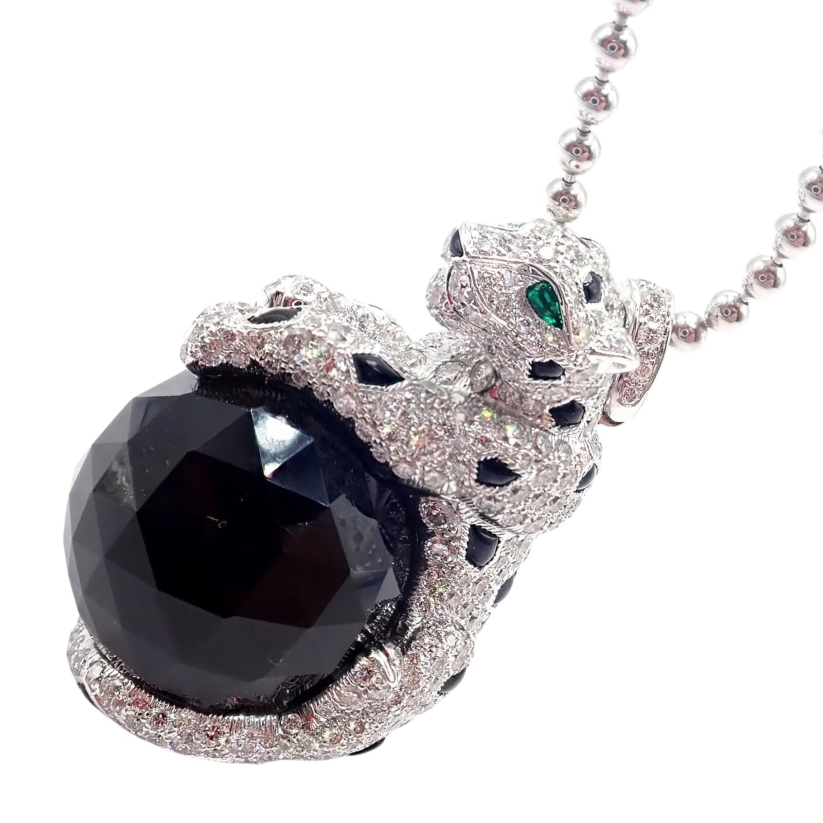 Cartier Jewelry & Watches:Fine Jewelry:Necklaces & Pendants Panthere de Cartier Panther 18k Gold Diamond Emerald Onyx Pendant Necklace Paper