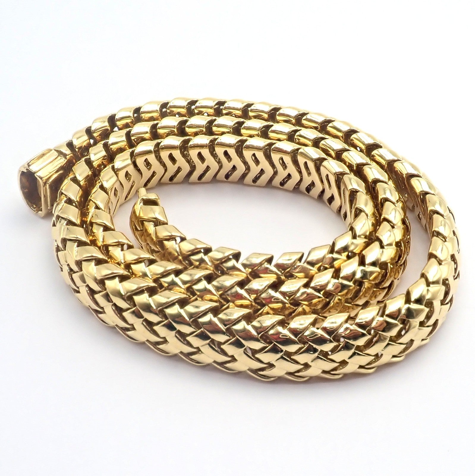 Authentic! Tiffany & Co Vannerie 18k Yellow Gold Basket Weave Necklace 1995 | Fortrove