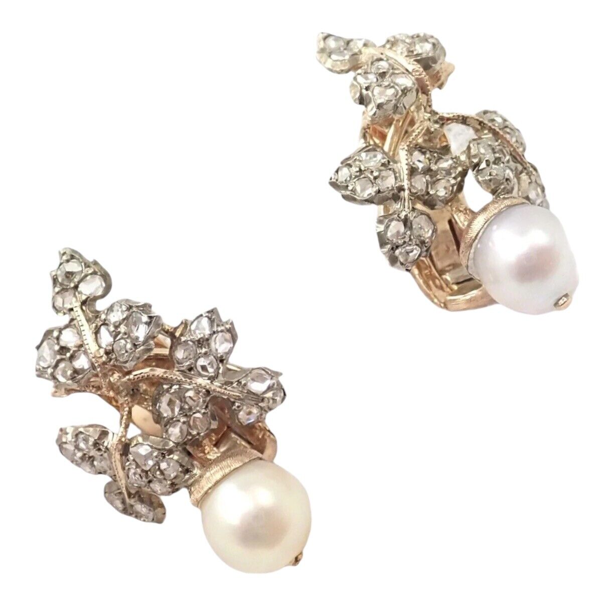 Authentic! Gianmaria Buccellati 18k Yellow Gold Pearl Rosecut Diamonds Earrings | Fortrove