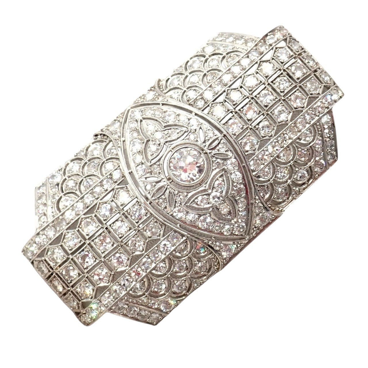 Estate Jewelry & Watches:Fine Jewelry:Brooches & Pins Vintage Estate Antique Art Deco Platinum 5.80ctw Diamond Pin Brooch
