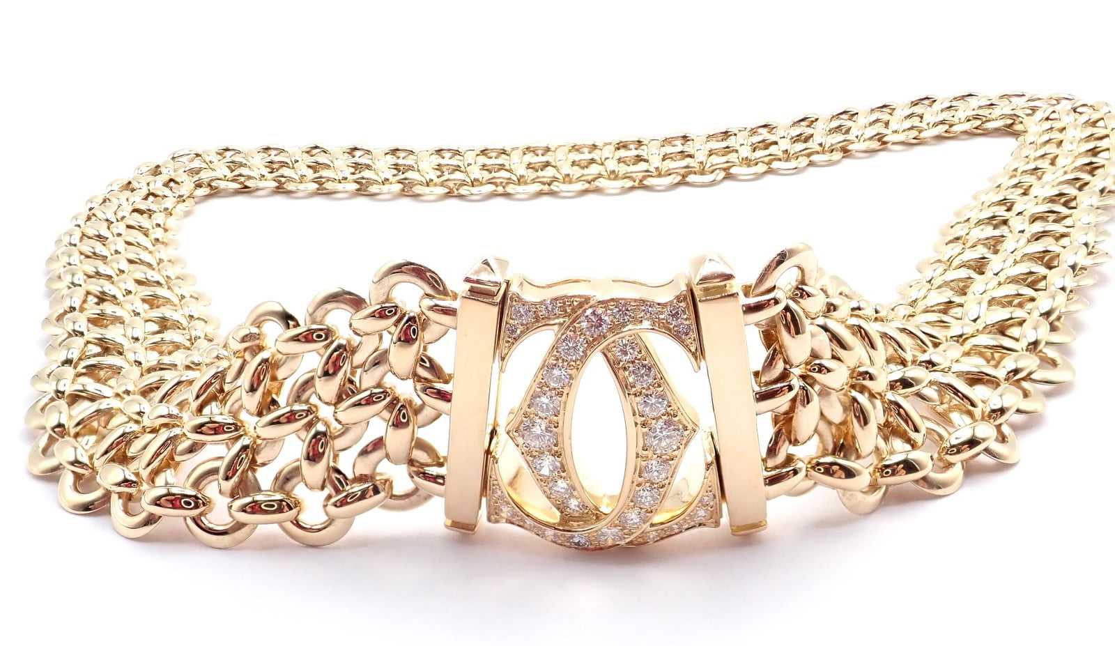 Cartier Jewelry & Watches:Fine Jewelry:Necklaces & Pendants Authentic! Cartier Penelope 18k Yellow Gold Diamond Double C Three Row Necklace