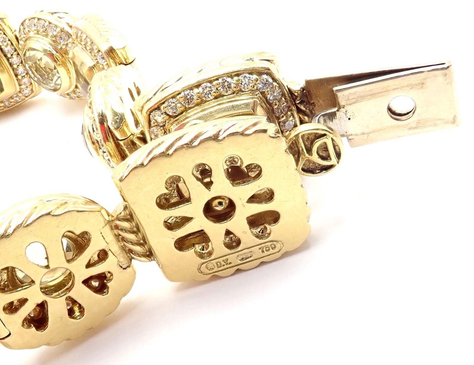 David Yurman Albion 18k Yellow Gold Diamond Lemon Citrine Link Bracelet | Fortrove