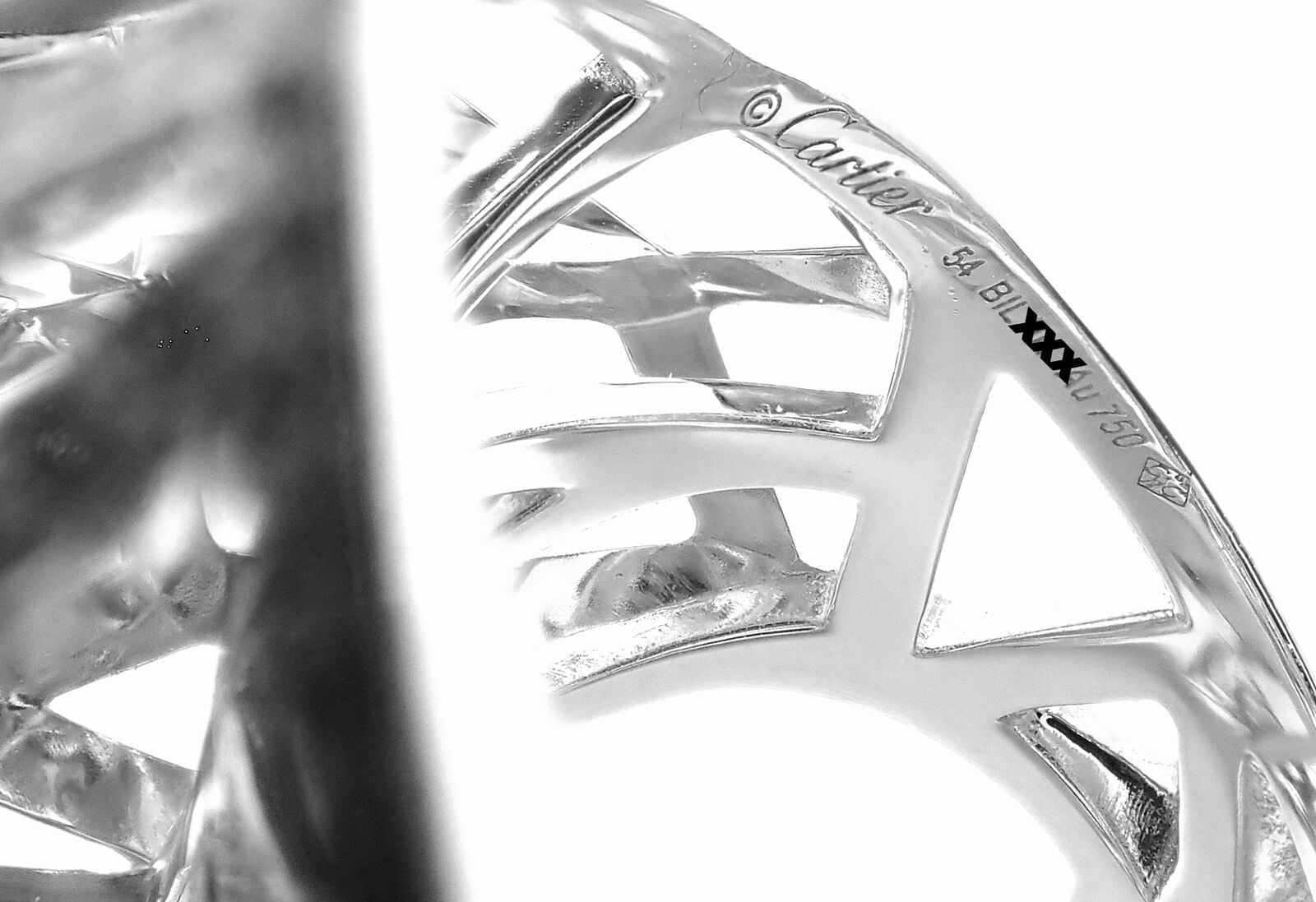 Cartier Panther Panthere 18k White Gold Emerald Diamond Paved Large Ring Size 54 | Fortrove
