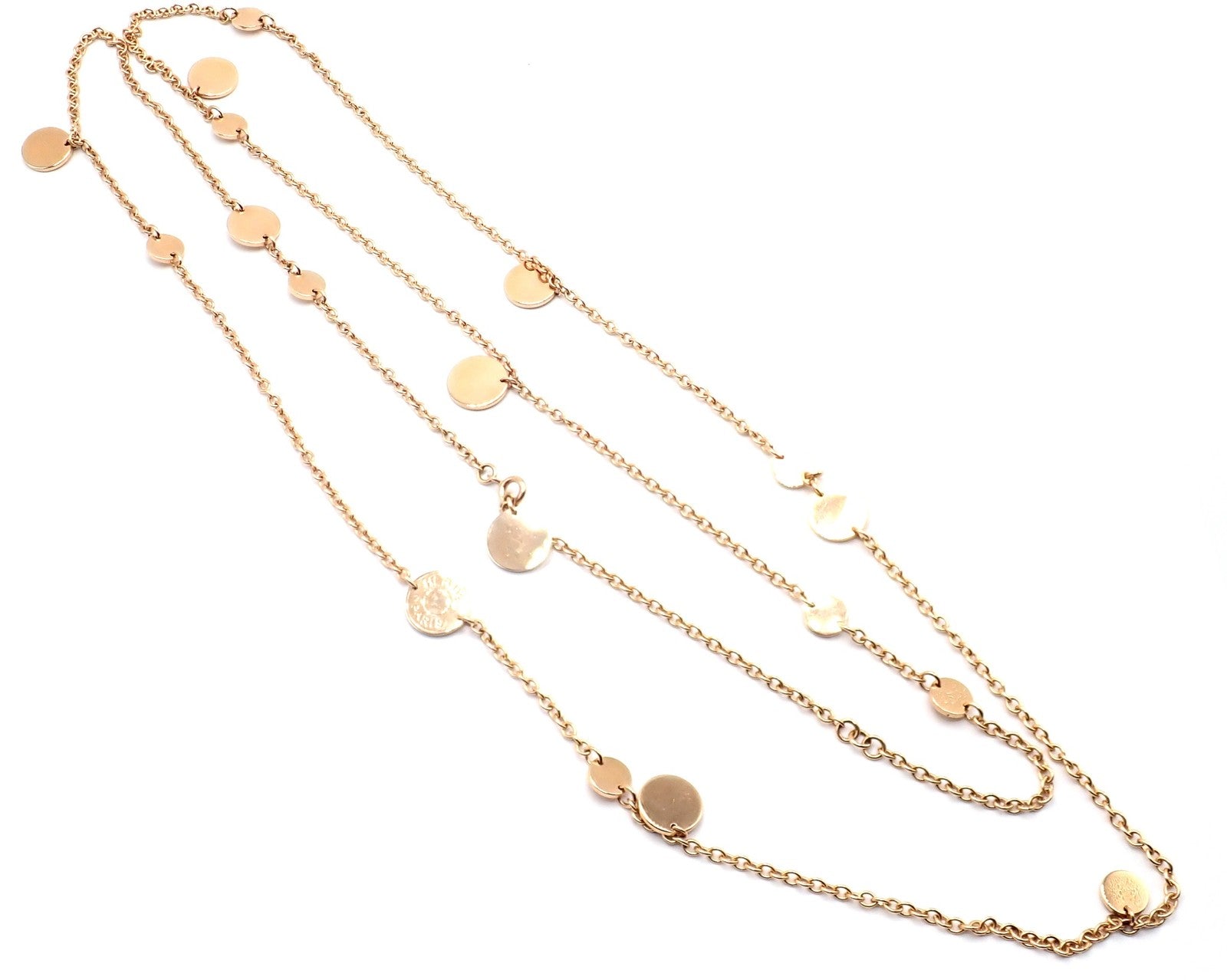 Authentic! Hermes Confetti 18k Rose Gold 42" Long Link Chain Necklace | Fortrove