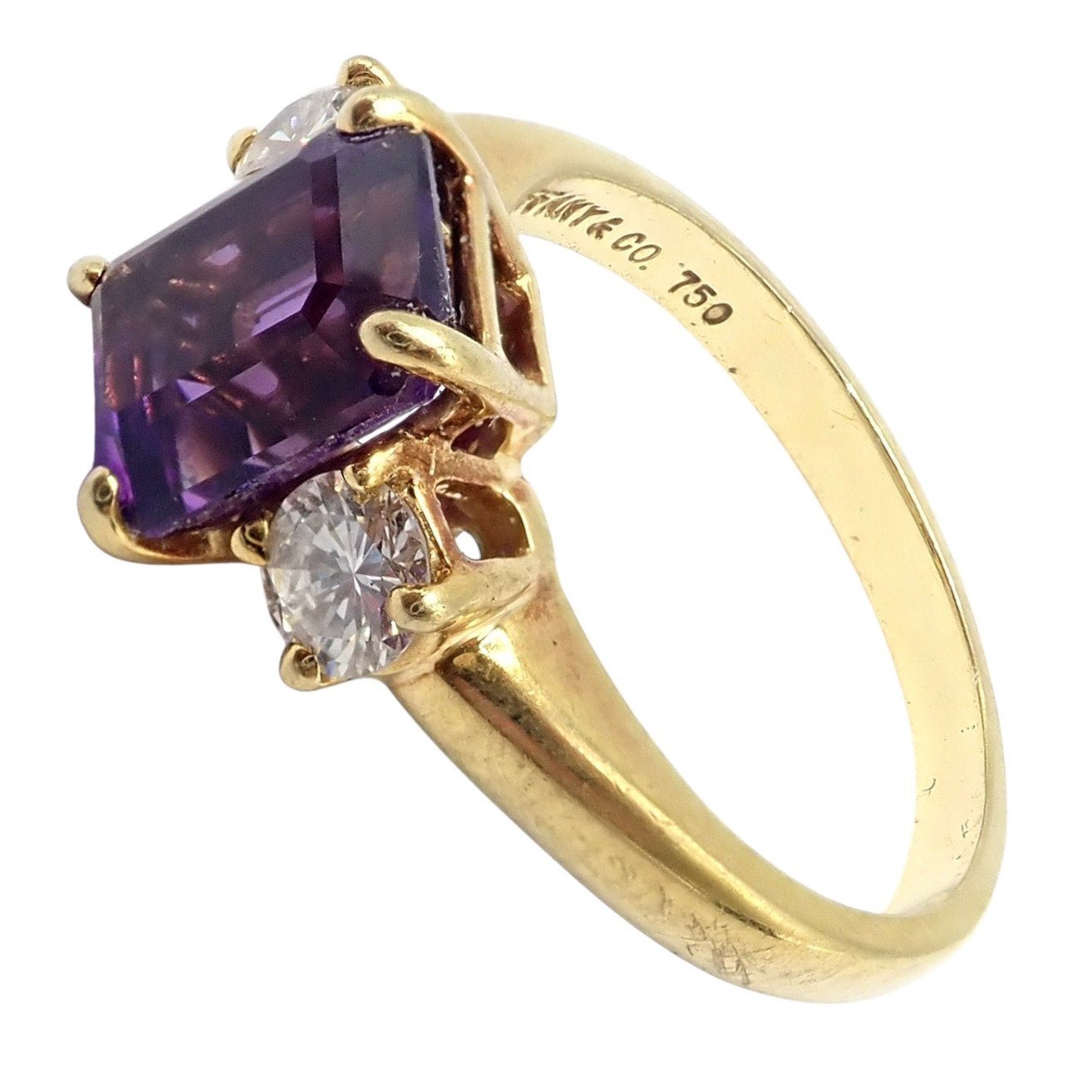 Vintage! Authentic Tiffany & Co 18k Yellow Gold Diamond Amethyst Cocktail Ring | Fortrove